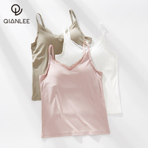 Modal camisole women with chest pad cup one-piece inside and outside wear thin ice silk summer base loose beauty back