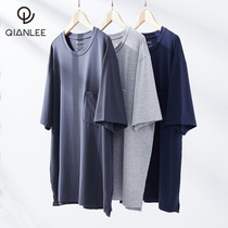 2 pieces for mens round collar short sleeves T-Shirt Modale Cotton Ice Sensation Thin home Beating Bottom Blouses for wearing black and white