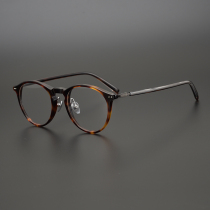 Japanese light luxury tortoiseshell frame men handmade high texture plate big face round frame pure titanium retro myopia frame women