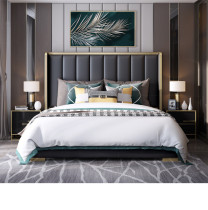 American ruan bao chuang pi yi chuang 1 8 m post-modern minimalist Hong Kong-style light luxury bed double Nordic network red bed