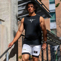 Summer men basketball running vest fitness dress double morning running shorts wide loose clothes speed dry sports suit