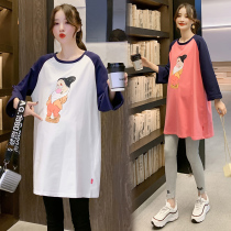 Pregnant Woman Spring Dress Suit Fashion 2022 New Long Sleeve Spring T-Shirt Pregnancy Woman Dress Blouses Spring Autumn Net Red Dress Dress