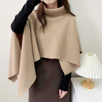 Autumn and winter 2021 shawl high collar irregular cloak warm thick coat scarf Korean version of wild fashion tide