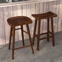 Solid wood bar table bar chair simple high stool milk tea shop bar table and chair rubber wood leisure bar high chair
