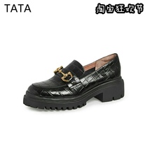 He and she 2021 autumn new fashion thick-soled loafers all-match cowhide one-pedal round-headed womens single shoes WAS01