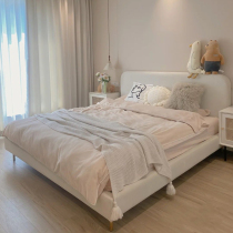 Light luxury bed modern simple double 1 8 M cloth art bed master bedroom wedding bed Nordic technology cloth minimalist furniture