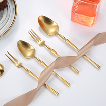 Nordic creative small waist gold stainless steel 304 Western knife fork and spoon four-piece steak tableware household set