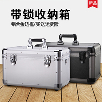 Locked storage box with lock portable storage box large-capacity household finishing aluminum alloy code wooden box compartment