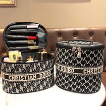 Black and white letter shaped cosmetic bag portable cylinder medium solid color printing large portable vertical storage wash bag