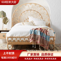 in Japanese style rattan rattan art Indonesia natural rattan bed creative bedroom B & B furniture Inn Nordic double bed