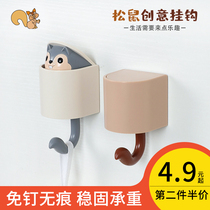 Squirrel adhesive hook creative cute key strong adhesive wall hanging porch free storage rack door rear wall hook