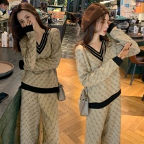 Pregnant womens autumn suit fashion loose leisure small fragrance temperament age reduction sports two-piece Net red small man