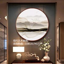 Customized art glass round screen partition tempered frosted double-sided painted porch background wall 10MM landscape painting