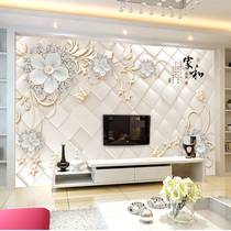 Wood-wood fiber integrated wall panels Modern minimalist flowers 8d Cubic living room TV Background wall Eurostyle Film and TV Guard