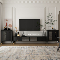 Nordic retro Changhong Glass TV Black Audiovisual Cabinet Net Red light lavish solid wood tea table TV cabinet Composition
