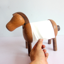 Sanfu Wood craft workshop pony paper towel rack Solid wood donkey roll paper rack Black walnut paper towel pumping Oak home furnishings