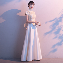 Evening dress skirt female 2021 new banquet performance Chinese long cheongsam choir host fashion temperament summer