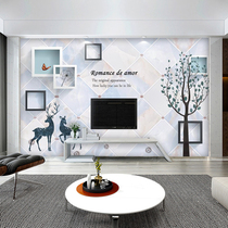 3d bamboo wood fiber TV background wall integrated board wall panel living room simple elk hair fortune tree quick-fitting gusset plate atmosphere