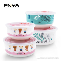 Ceramic lunch box office worker with meal student lunch box with lid bowl heated fresh-keeping box set microwave lunch box