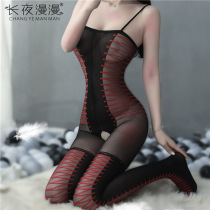 Long night long sex underwear womens suspenders seduction sex romper open crotch jumpsuit stockings stockings foreign trade