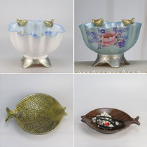 Hand-painted lotus leaf storage box key storage bird candy box dried fruit snack storage box multifunctional storage box ornaments