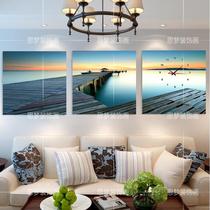 Frameless wall clock living room decoration painting sofa background painting triple painting modern simple bedroom restaurant landscape painting