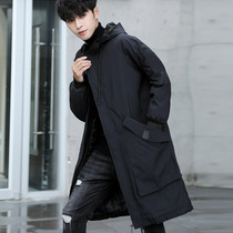 2021 new fat plus size fat windbreaker men long fat guy autumn dress British trend loose hooded jacket
