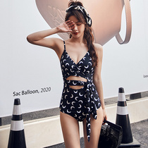 South Korea ins couple swimsuit sexy sunscreen blouse one-piece thin gathered openwork conservative hot spring vacation swimsuit