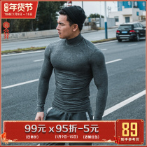 Sports high-collar tights mens quick-drying clothes winter warm base training clothes fitness long sleeve running compression clothes