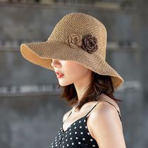 Straw Hat female foldable sun-proof sun-proof UV beach beach cap summer fashion with sun cap