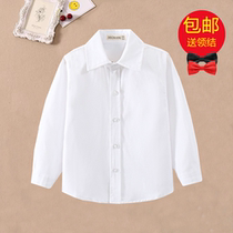 Child White Shirt Boy Baby Pure Cotton White Shirt CUHK Child Elementary School Boy Little Host Performance School Uniform