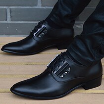 Italian high-end business dress mens leather shoes retro leather casual mens shoes pointed inside the increased wedding shoes