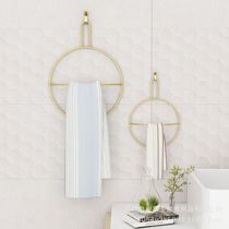 Light luxury towel ring Round towel free hole gold hand towel rack Bathroom Nordic simple towel ring hanging ring