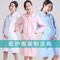 Pregnant women nurse clothes long sleeve autumn and winter clothes White Pink Blue Coat long sleeve beauty salon laboratory clothes medical uniforms