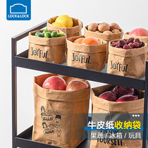Lotbutton washable Kraft paper bag refrigerator storage bag thick fruit waterproof and oil-proof special food grade