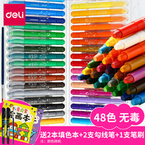 Del water soluble oil painting stick children crayons safe non-toxic set kindergarten colorful 24 colors 48 colors washable baby painting brush children not dirty hands color pen rotating color pen color pen color