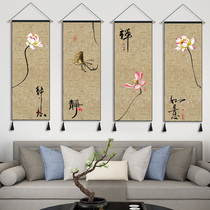 Hanging painting fabric Chinese style Zen retro living room sofa background wall tapestry hanging cloth house bedroom cloth painting