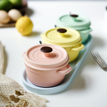 Macaron color ceramic seasoning tank set Japanese household seasoning box Nordic creative kitchen condiment tank three-piece set