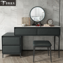 Italian telescopic dresser Bedroom storage cabinet One-piece small apartment leather dressing table Modern simple makeup table