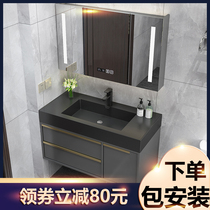 Light luxury simple rock board one-piece basin Bathroom cabinet combination Bathroom face wash basin Bathroom set Wash basin