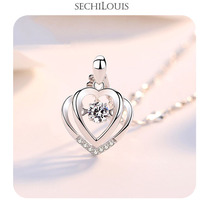 High-end light luxury love pendant Sterling silver necklace female set with Swarovski Zirconium clavicle chain Female set with Swarovski Zirconium Clavicle chain Female set with Swarovski