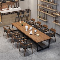 JY American Iron Industrial Solid Wood Company Office Computer Discussion Conference Industrial Wind Table and Chair Combination