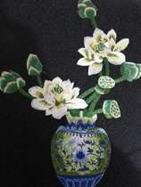 Suzhou embroidery decoration painting drawing room Su embroidery finished product distribution box painting finished European style scenery vase lotus flower pot