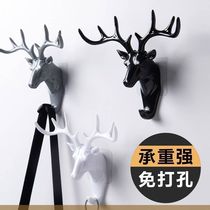 Nordic Creative Deer Corner Stick Hook Cloak Hooded Hook Doorway Xuan Guan Wall Decorated Deer Head Hang Key Rack Free Of Punch