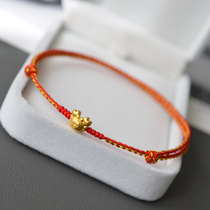 999 gold gold gold crab anklet bracelet female summer red rope 24K pure gold woven hand rope and foot rope transport this year