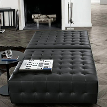 Nordic Light Lavish Real Cow Leather Swap Shoes Stool Clothing Shop Rest Area Sofa Bench Cloakroom Square Stool Modern Brief