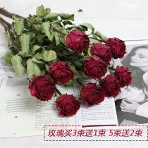 Decorative rose dried flowers Single natural real flowers Air-dried retro home shop inn soft furnishings shooting props