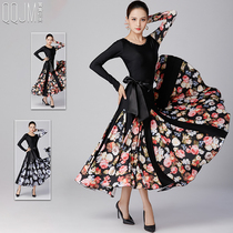 Qingqing Jiamei modern dance dress new national standard dance friendship Waltz long sleeve dress floral skirt performance suit