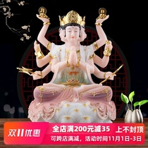 Doumu Yuanjun statue White Jade Buddha statue painted Doum Yuanjun Doumao Yuan Mingjun Taoist home peace ornaments