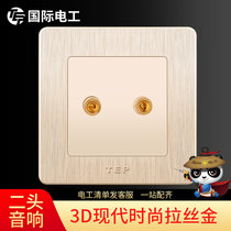 Household socket panel type 86 audio audio microphone Multimedia double-hole wall dark sound double-headed audio socket